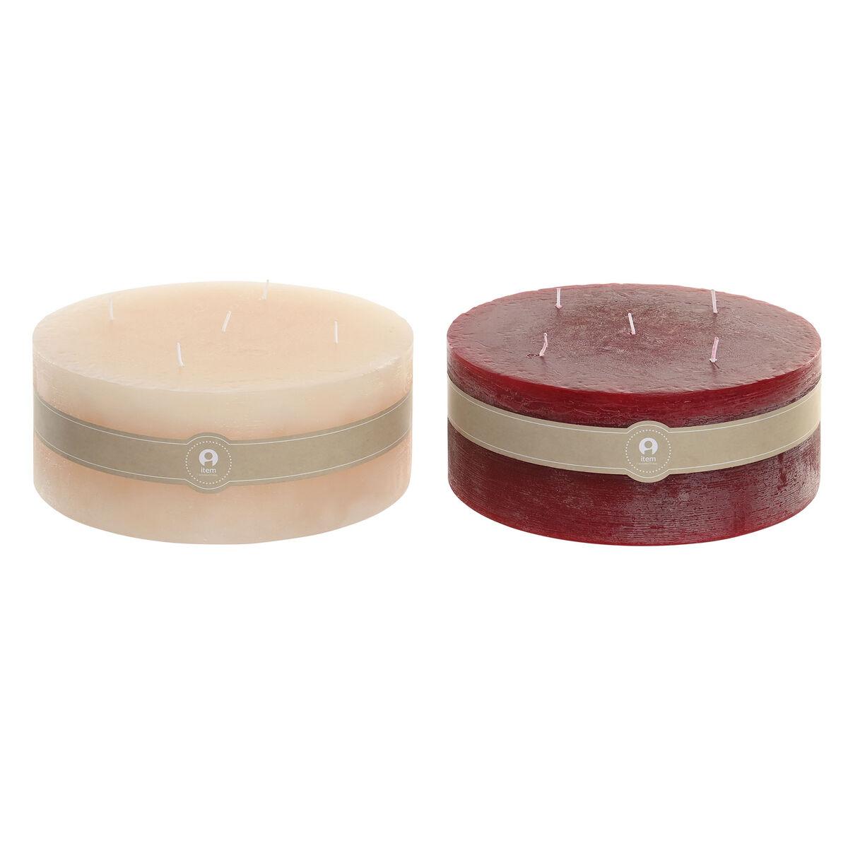 Stearinlys - rød og flødefarvet julelys, 25 × 25 × 10 cm (2 stk.)