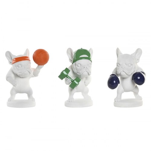 Dekorationsfigurer hund - , hvid/multifarvet, 17 × 13,5 × 24 cm (sæt med 3)