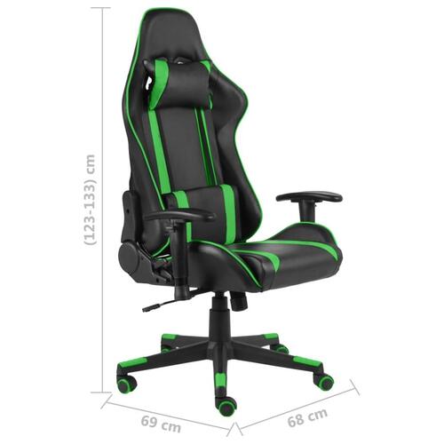 Drejelig gamingstol PVC grøn