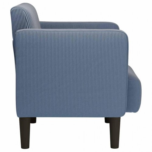 Sofastol med armlæn i fløjlsstof - blå