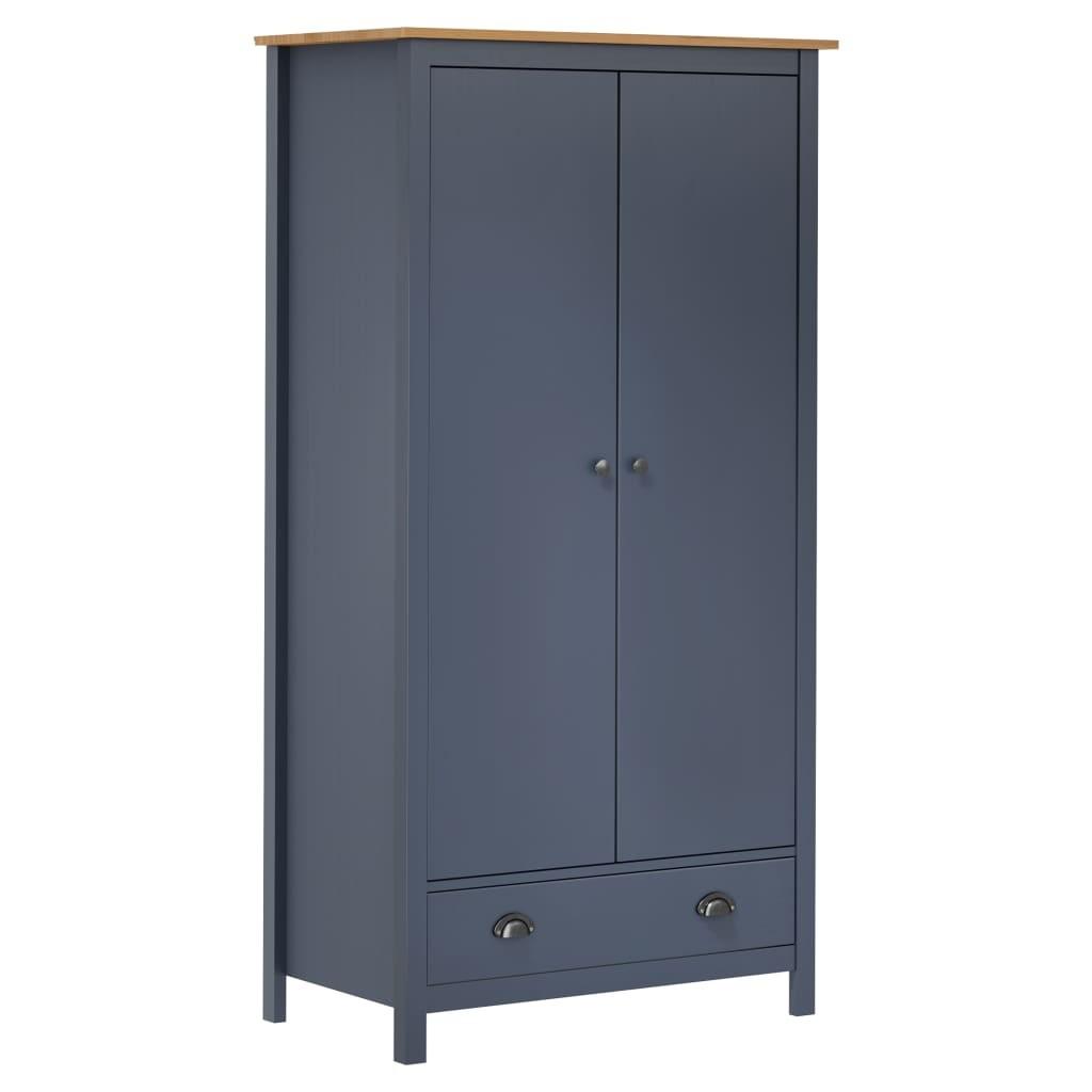 Klædeskab Med 2 Låger Hill 89x50x170 Cm Massivt Fyrretræ Grå