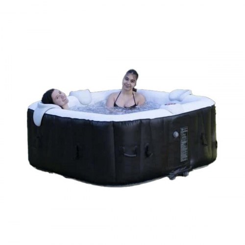 Oppusteligt spa Sunspa - firkantet, sort, 6 personer (185 × 185 × 65 cm)