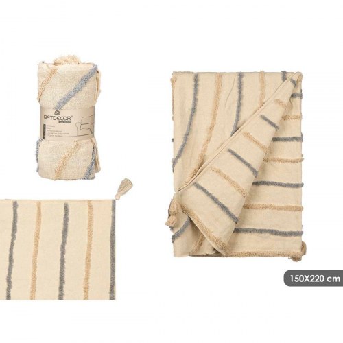 Sengetæppe bomuld grå striber 220 x 150 cm (9 stk)