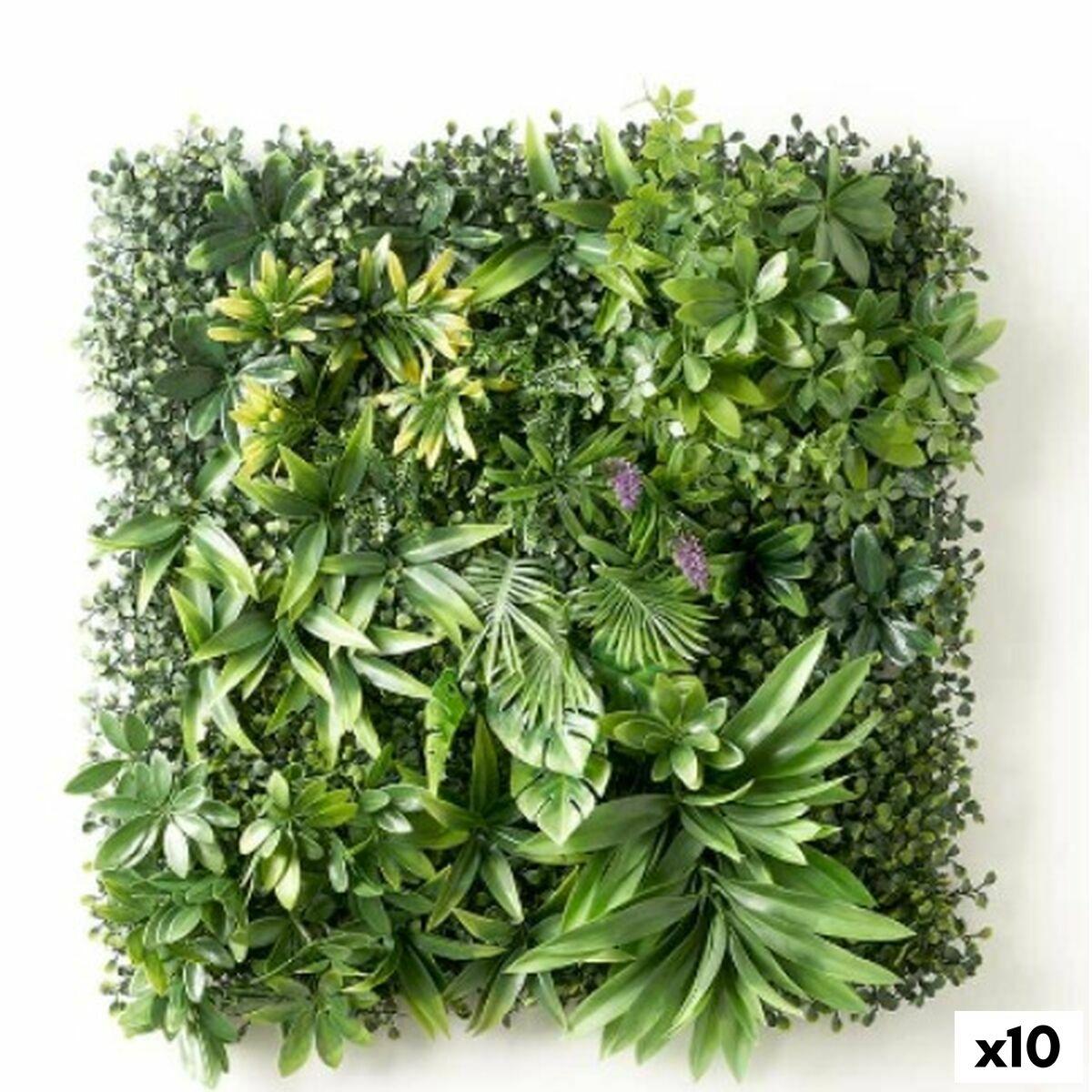 Ibergarden lodret have - kunstig plantevæg, plastik ark 50 × 50 cm, gul/grøn/lilla (10 stk.)