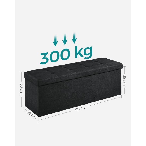 Opbevaringsbænk med låg 110 x 38 x 38 cm, sort