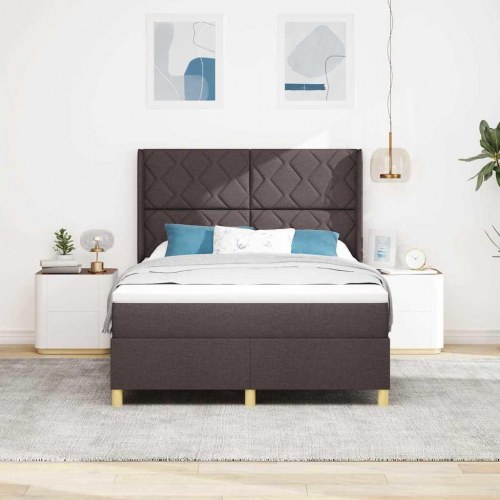 Kontinentalseng med madras Brun 160 x 200 cm Stof
