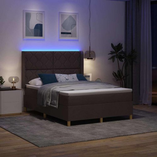Kontinentalseng med madras Brun 160 x 200 cm Stof