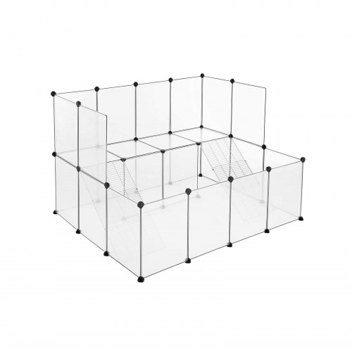 Marsvinebur legehave fra SONGMICS – modulært DIY hyttebur, hvid (LPC004W01)