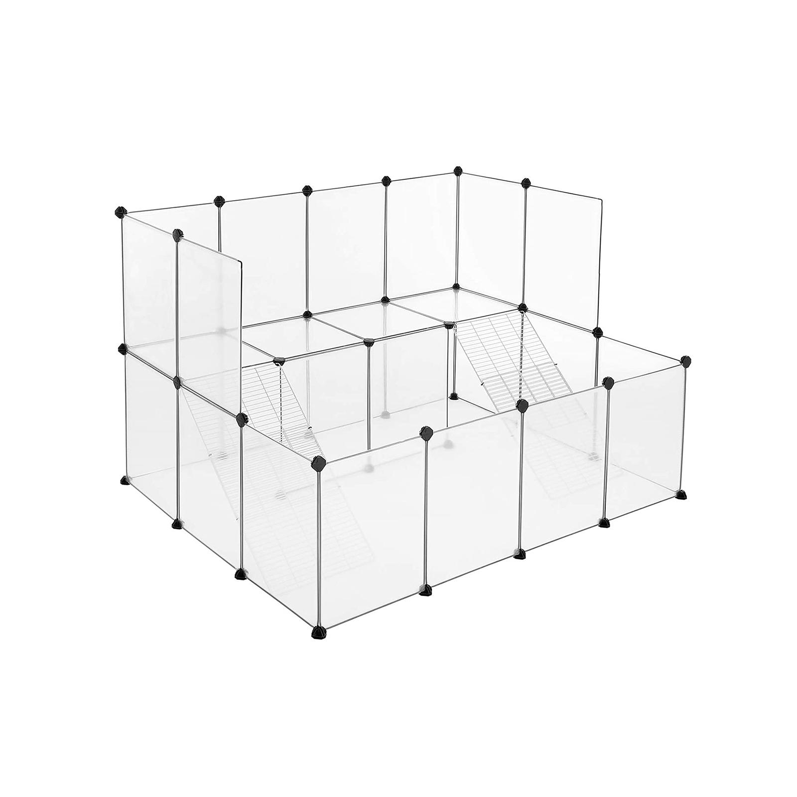 Marsvinebur legehave fra SONGMICS – modulært DIY hyttebur, hvid (LPC004W01)