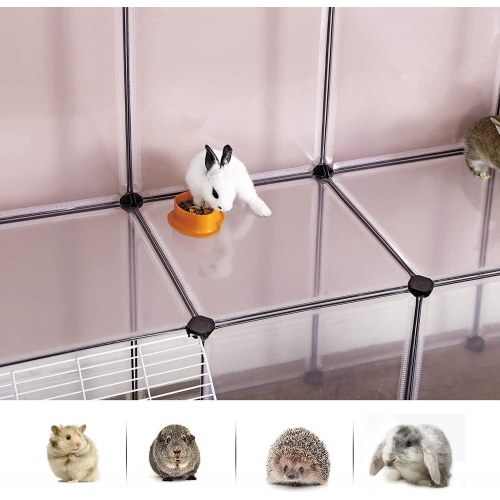 Marsvinebur legehave fra SONGMICS – modulært DIY hyttebur, hvid (LPC004W01)