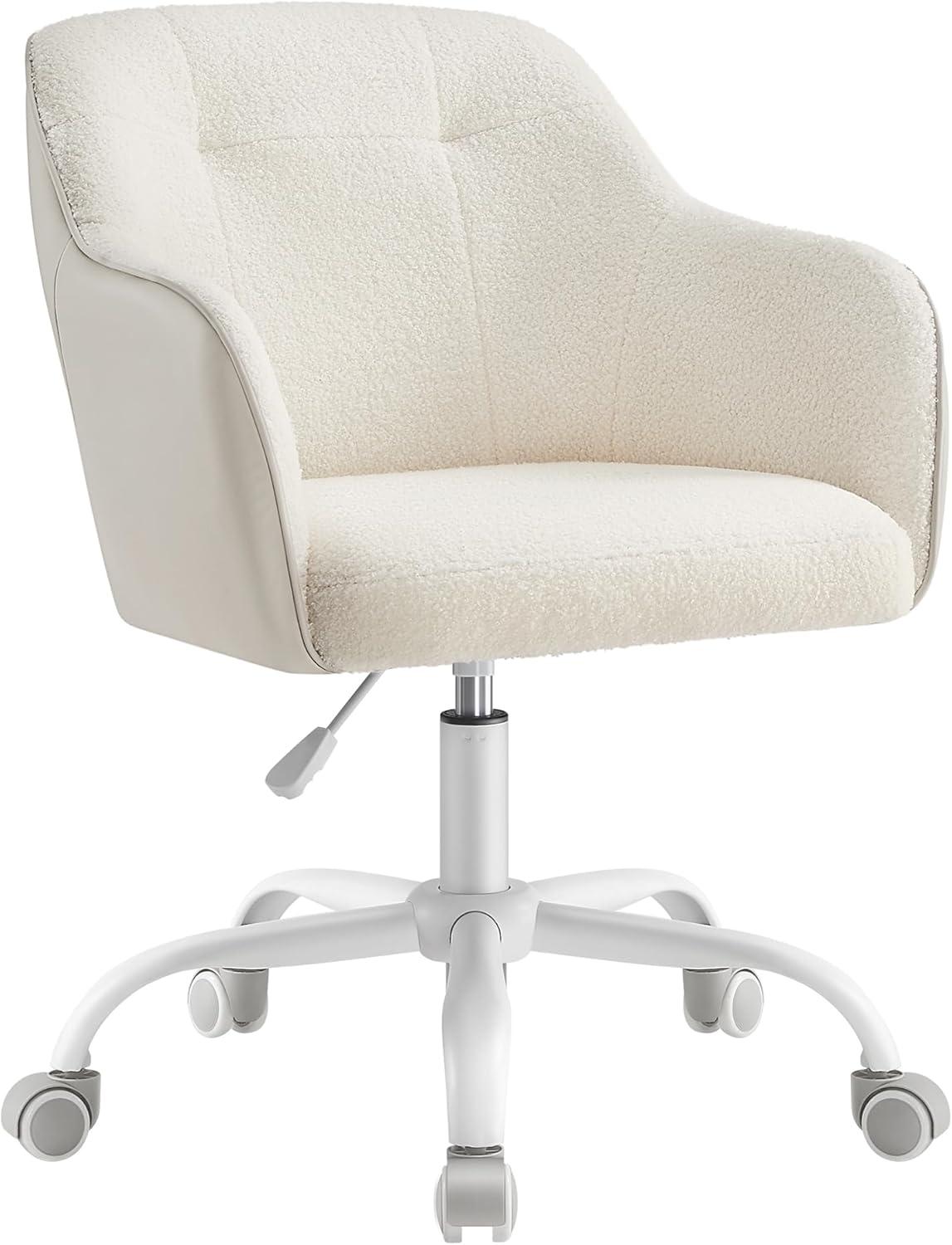 Kontorstol med armlæn – SONGMICS – drejbar, højdejusterbar, cappuccino beige
