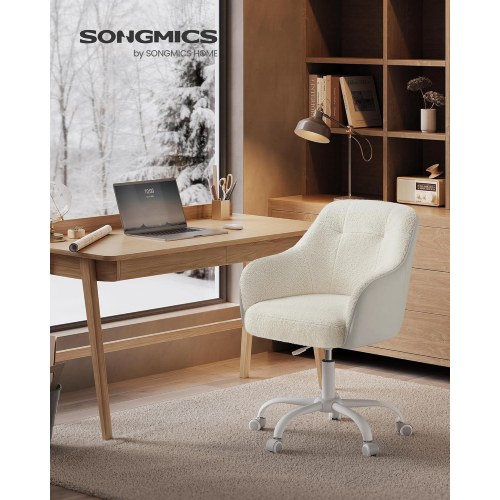 Kontorstol med armlæn – SONGMICS – drejbar, højdejusterbar, cappuccino beige