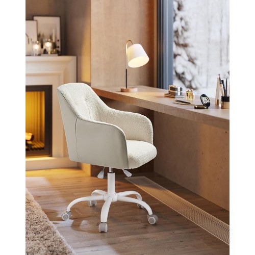 Kontorstol med armlæn – SONGMICS – drejbar, højdejusterbar, cappuccino beige
