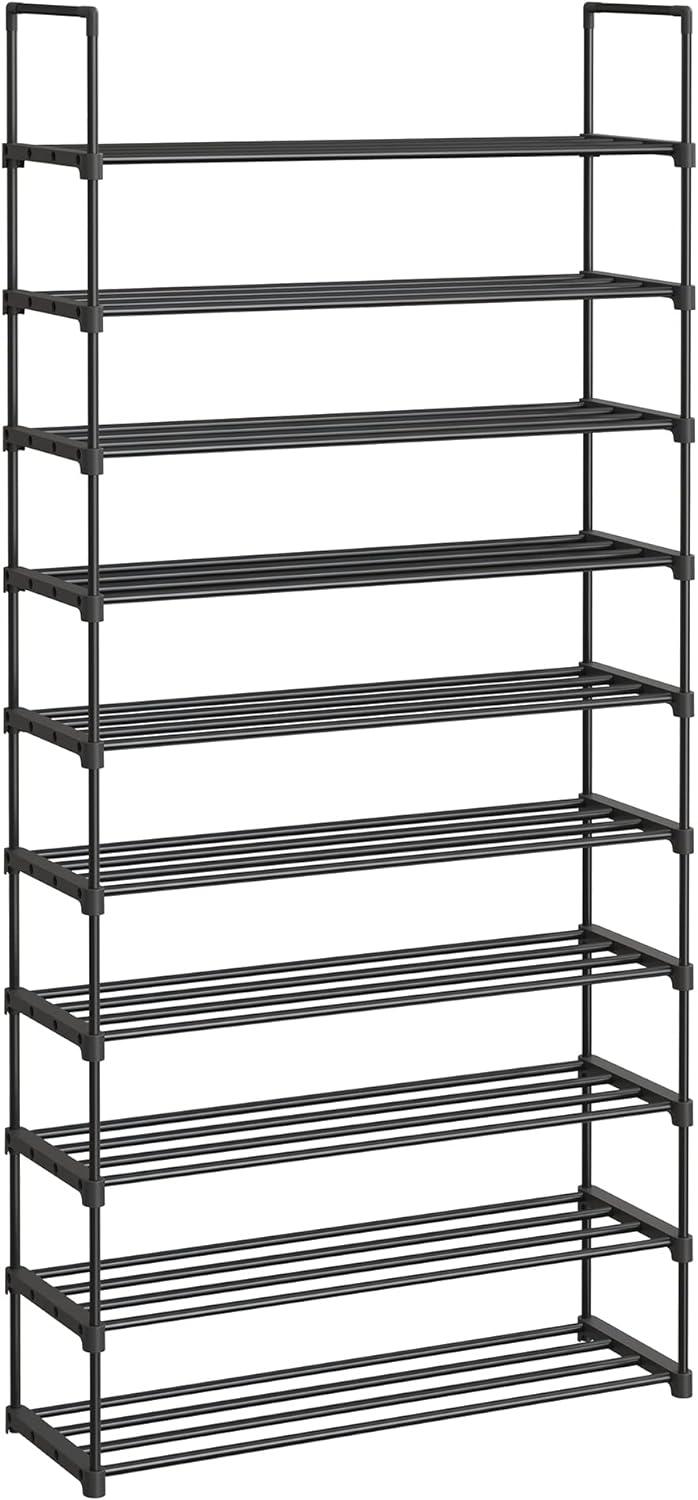 Skoreol 10 niveauer SONGMICS LSA10BK, slank metal skohylde, 30 × 94 × 206 cm, sort