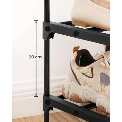 Skoreol 10 niveauer LSA10BK, slank metal skohylde, 30 × 94 × 206 cm, sort