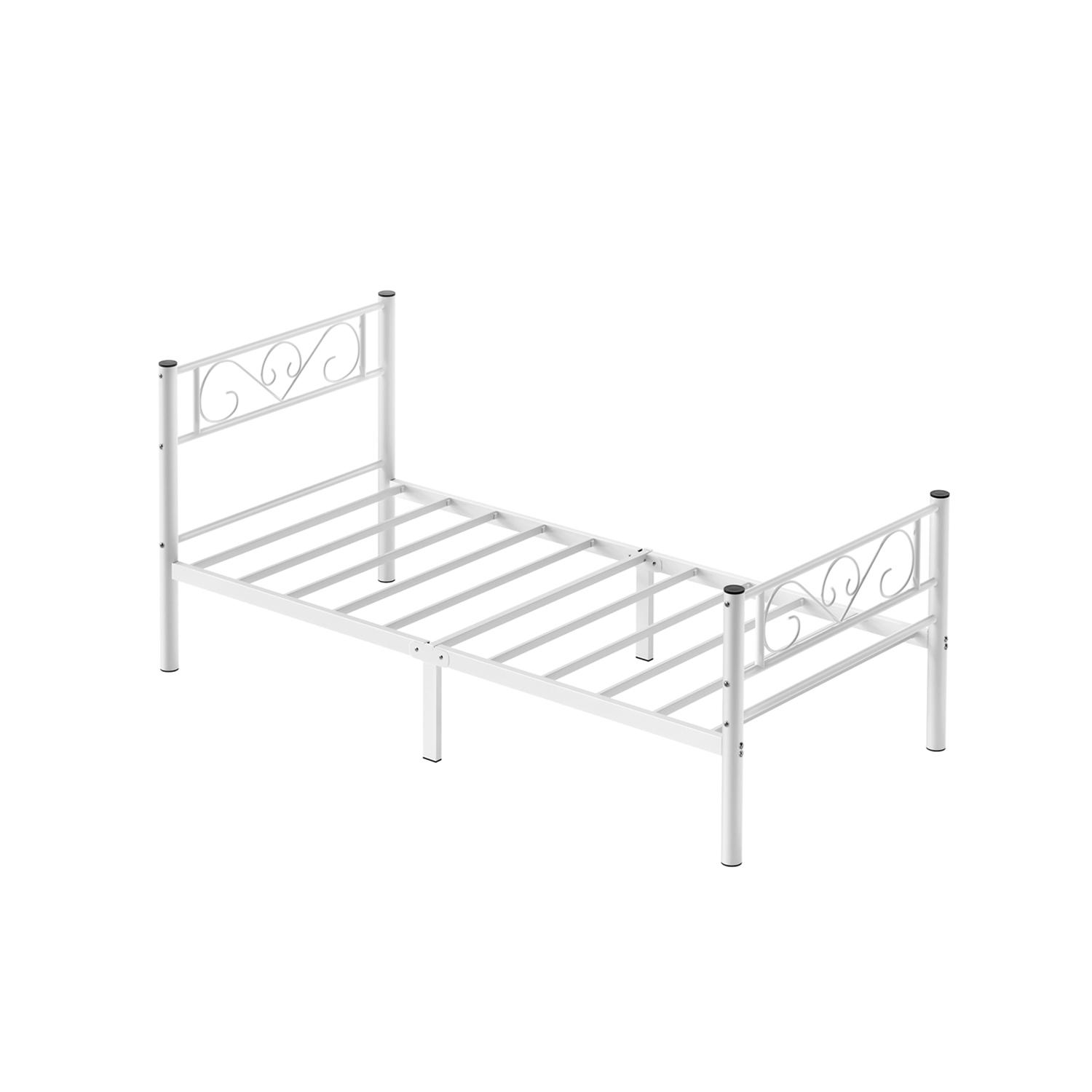 Sengeramme i metal 90×190 cm hvid