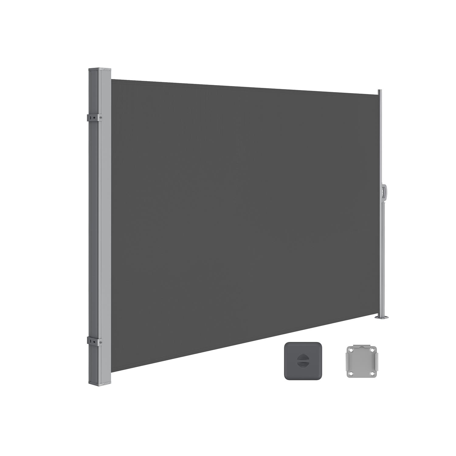 Sidemarkise 160 × 350 cm balkon og terrasse, røggrå