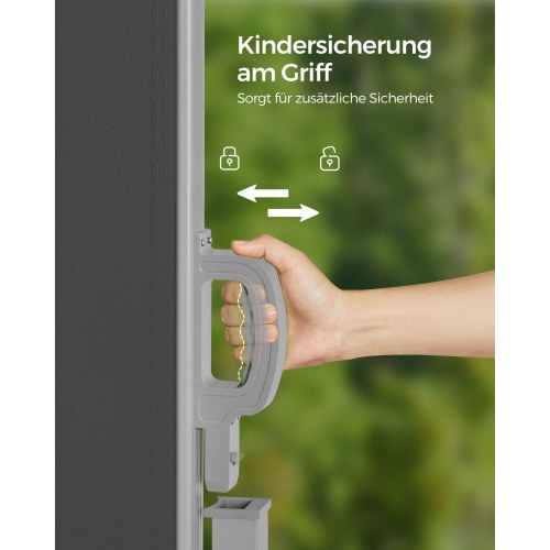 Sidemarkise 160 × 350 cm balkon og terrasse, røggrå