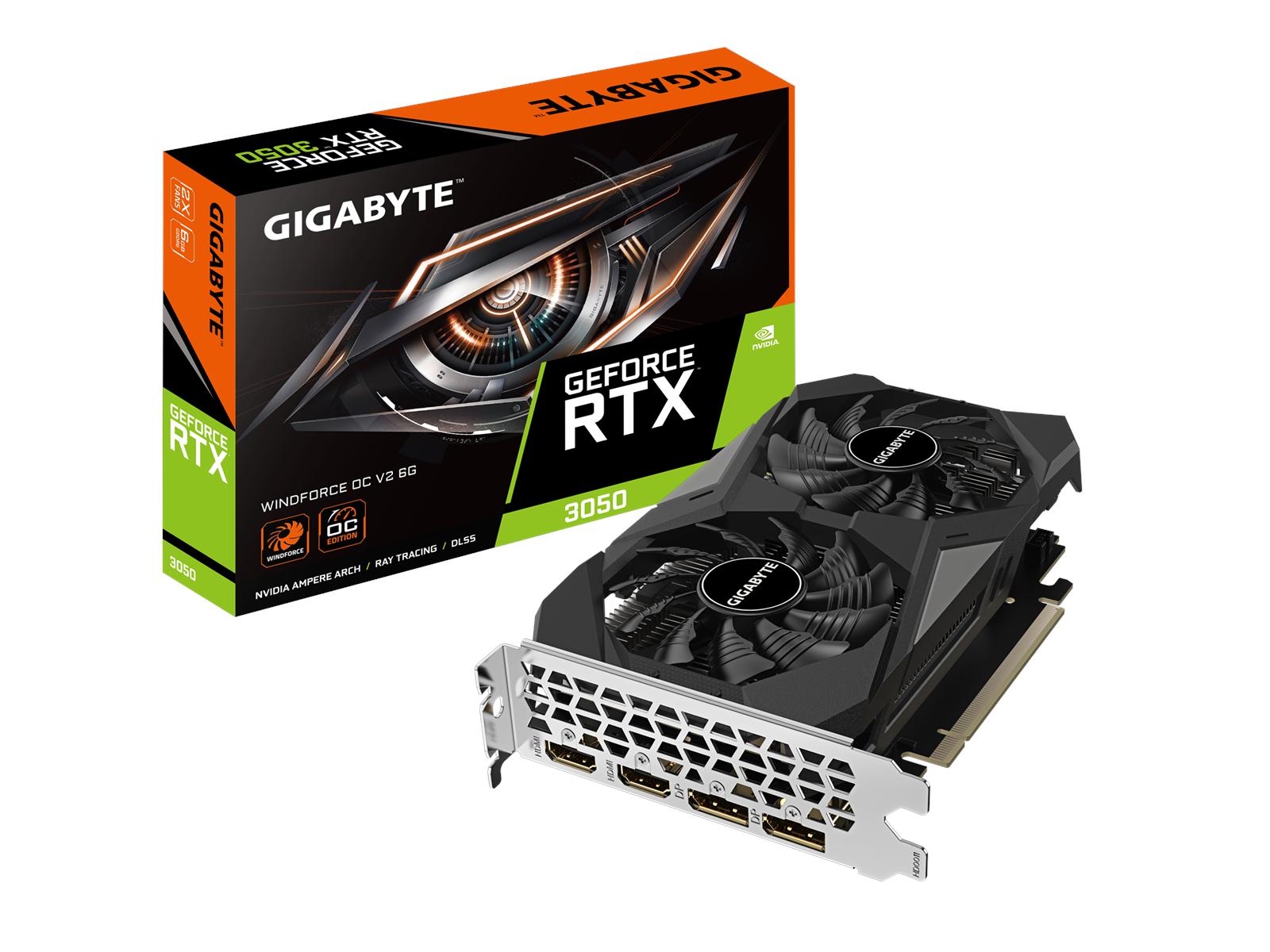 Grafikkort Gigabyte GeForce RTX 3050 WindForce 2 V2 OC 6 GB GDDR6 billede