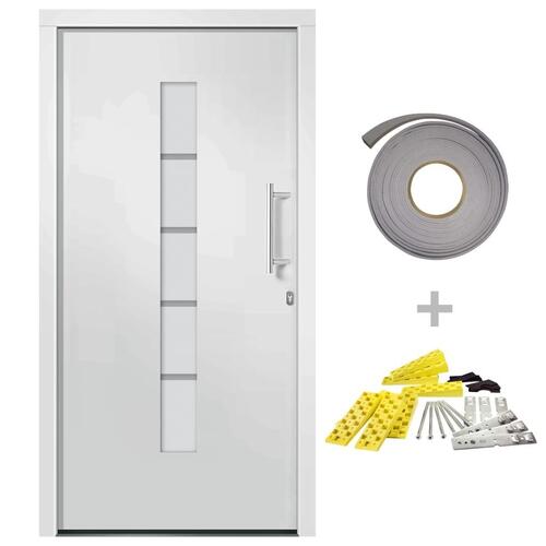Hoveddør 100x210 cm aluminium og PVC hvid