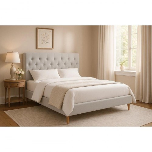 Seng med sengegavl - beige, 170 × 219 × 104 cm