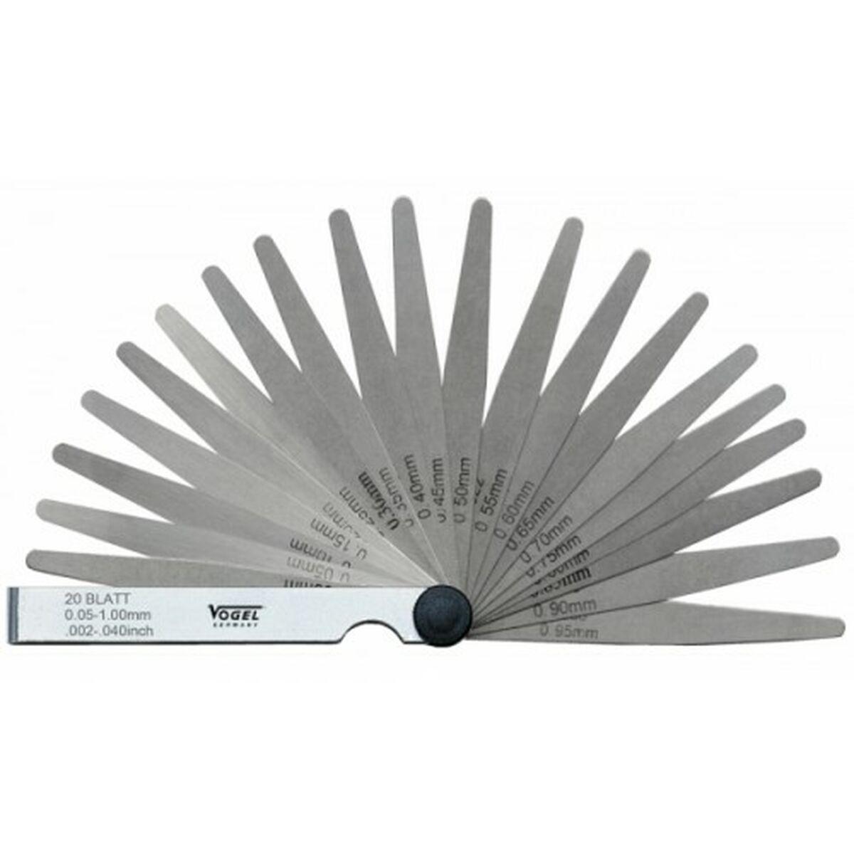 Tykkelsesmåler VOGEL i stål - 32 blade, 0,03-1,00 mm