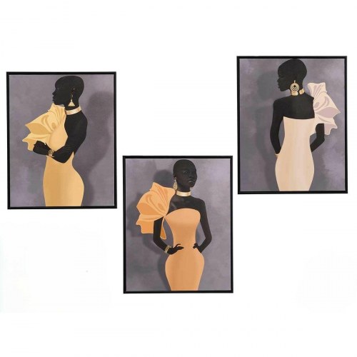 Lærredsbilleder - gul/sort/grå, 40 × 50 cm - sæt á 6