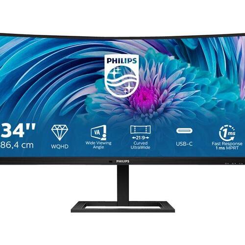 Skærm Philips E-line 34" kurvet UWQHD VA, 100 Hz, USB-C