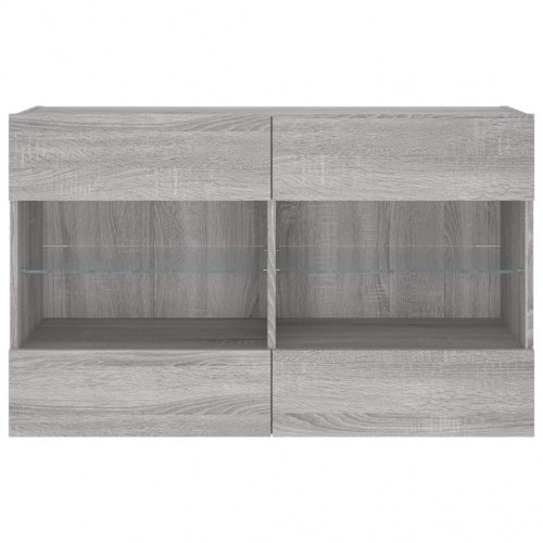 Væghængt tv-bord m. LED-lys 98,5x30x60,5 cm grå sonoma-eg