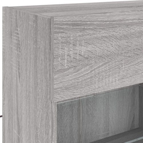 Væghængt tv-bord m. LED-lys 98,5x30x60,5 cm grå sonoma-eg