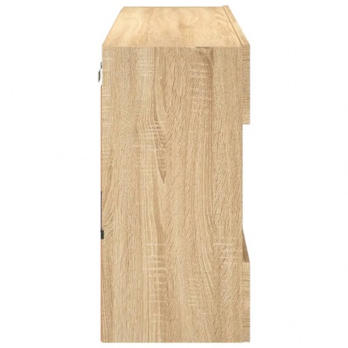 Væghængt tv-bord med LED-lys 98,5 x 30 x 60,5 cm - sonoma-eg