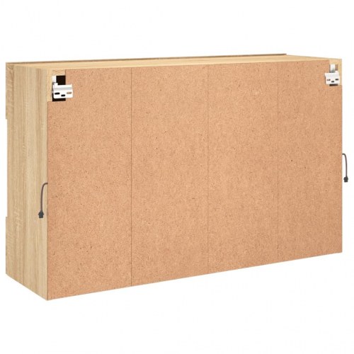 Væghængt tv-bord med LED-lys 98,5 x 30 x 60,5 cm - sonoma-eg