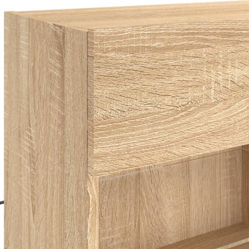 Væghængt tv-bord med LED-lys 98,5 x 30 x 60,5 cm - sonoma-eg