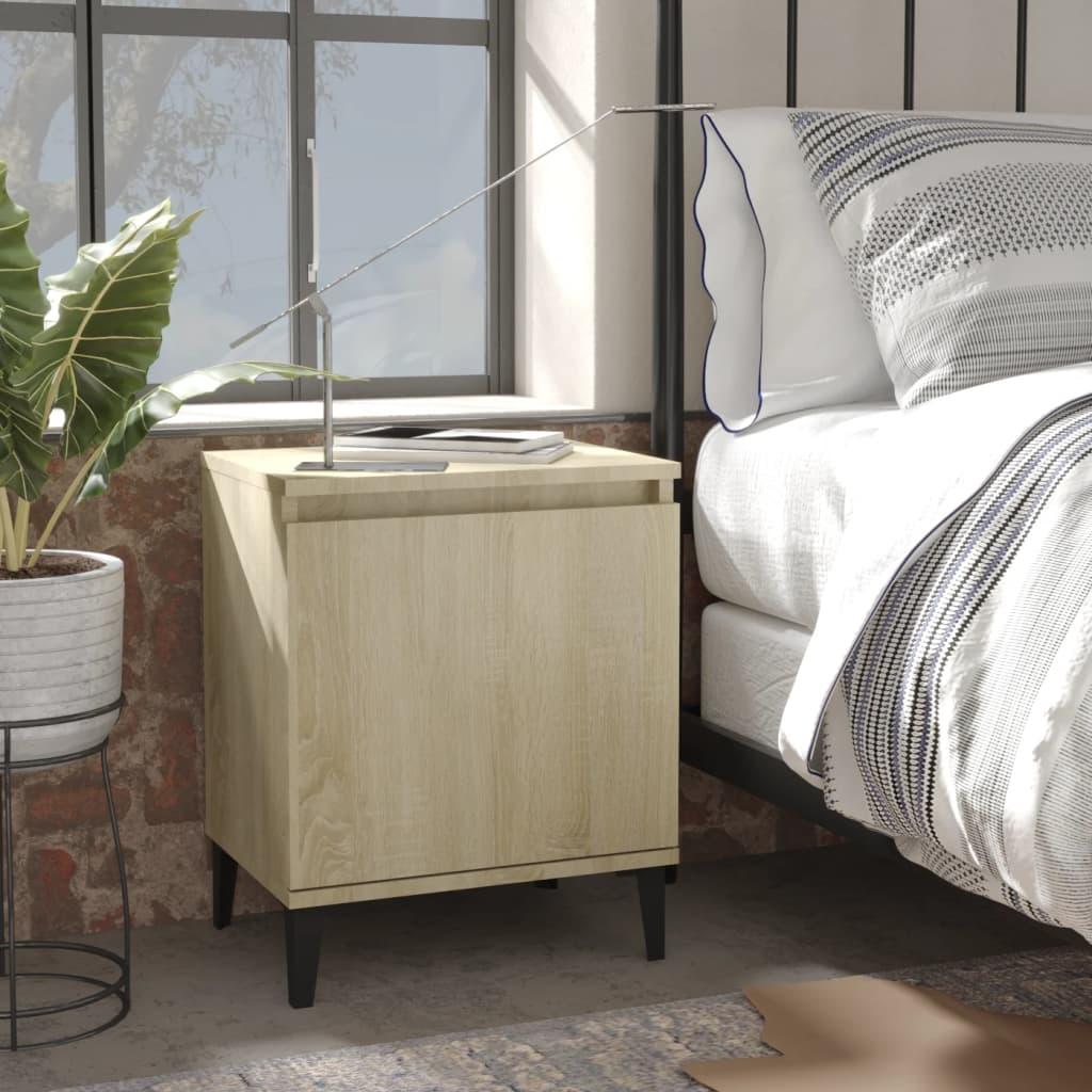 vidaXL sengeborde med metalben 40x30x50 cm sonoma-eg