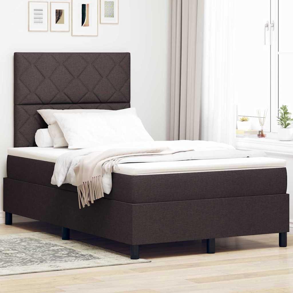 Box Spring Seng Med Madras Lysegrå 80 X 200 Cm Stof - Mørkebrun / 120 x 190 cm / Diamant blokke design