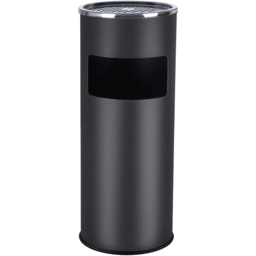 Skraldespand/Askebæger på fod rustfrit stål, sort, 60,5 × 24,5 cm (LTB17C)