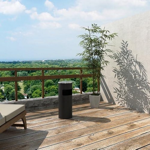 Skraldespand/Askebæger på fod rustfrit stål, sort, 60,5 × 24,5 cm (LTB17C)