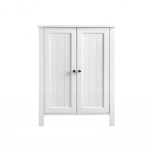 Opbevaringsskab til badeværelse fritstående med 2 døre og 2 justerbare hylder, hvid BCB60W