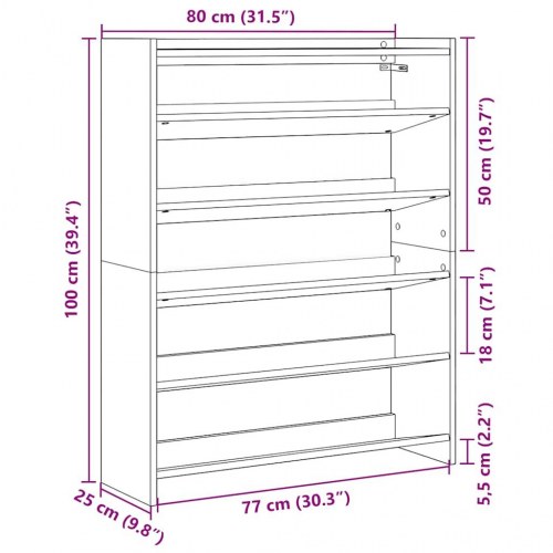 Skoreol 80x25x100 cm konstrueret træ antikt træ