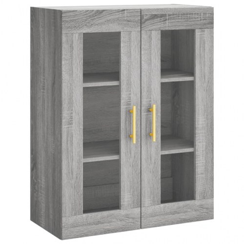 Højskab/skænk 69,5×34×180 cm i grå sonoma-eg - konstrueret træ og glas