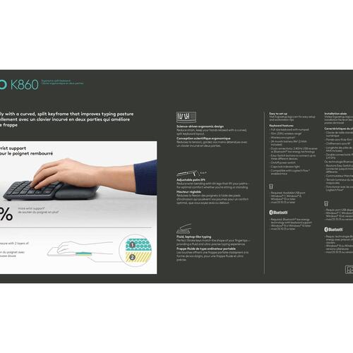 Tastatur ergonomisk – Logitech ERGO K860 trådløs Pan Nordic