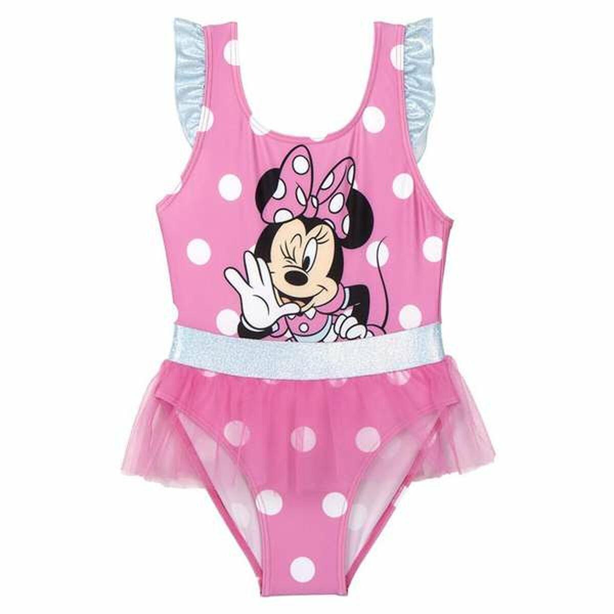 Badedragt til piger Minnie Mouse - pink badetøj med prikker