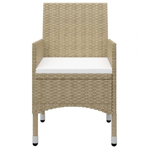 Spisebordssæt til haven 3 dele polyrattan og glas beige