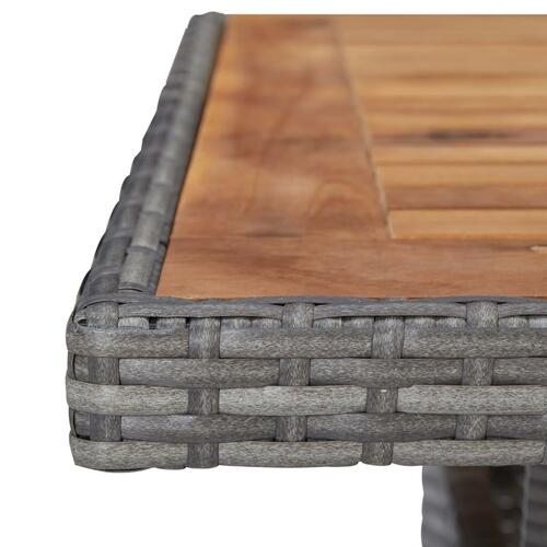 Spisebordssæt til haven 3 dele polyrattan og akacietræ grå