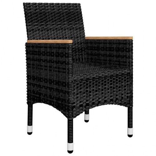 Bistrosæt til haven 3 dele polyrattan og hærdet glas sort