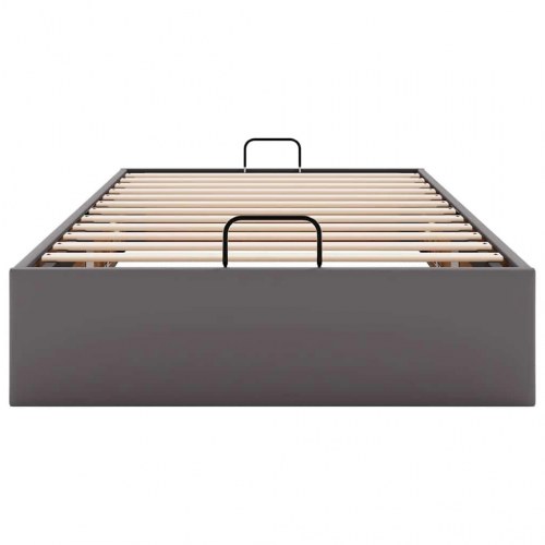 Sengeramme med opbevaring uden madras 90 x 190 cm - grå kunstlæder