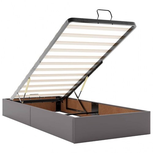 Sengeramme med opbevaring uden madras 90 x 190 cm - grå kunstlæder