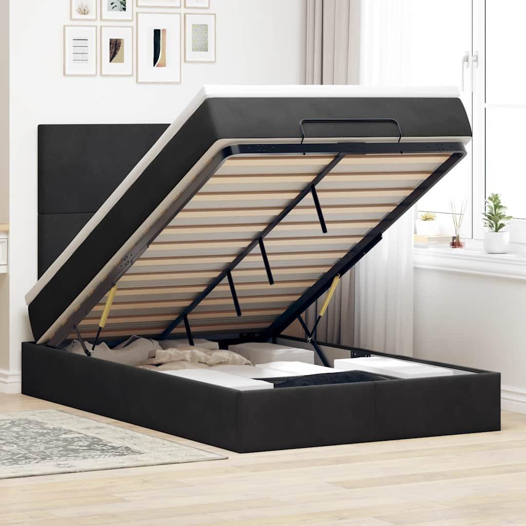 Osmannisk sengeramme med madrasser 120×190 cm - fløjl, sort