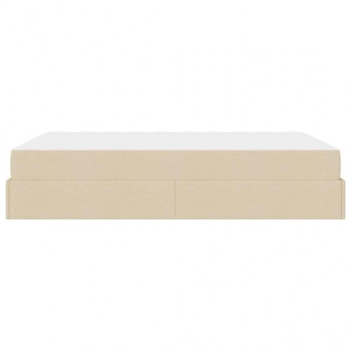 Sengeramme med madras - creme stof, 160×200 cm, med skuffer (2 stk)