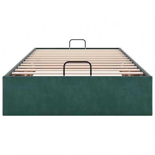 Ottomansk sengeramme 90 x 190 cm i fløjl - mørkegrøn